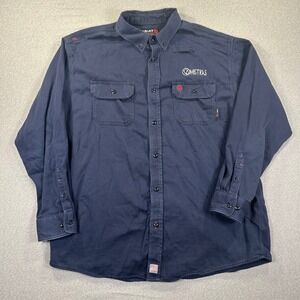 Ariat FR Shirt Mens XXL Blue Flame Resistant CAT2 2112 Long Sleeve Work Mistras